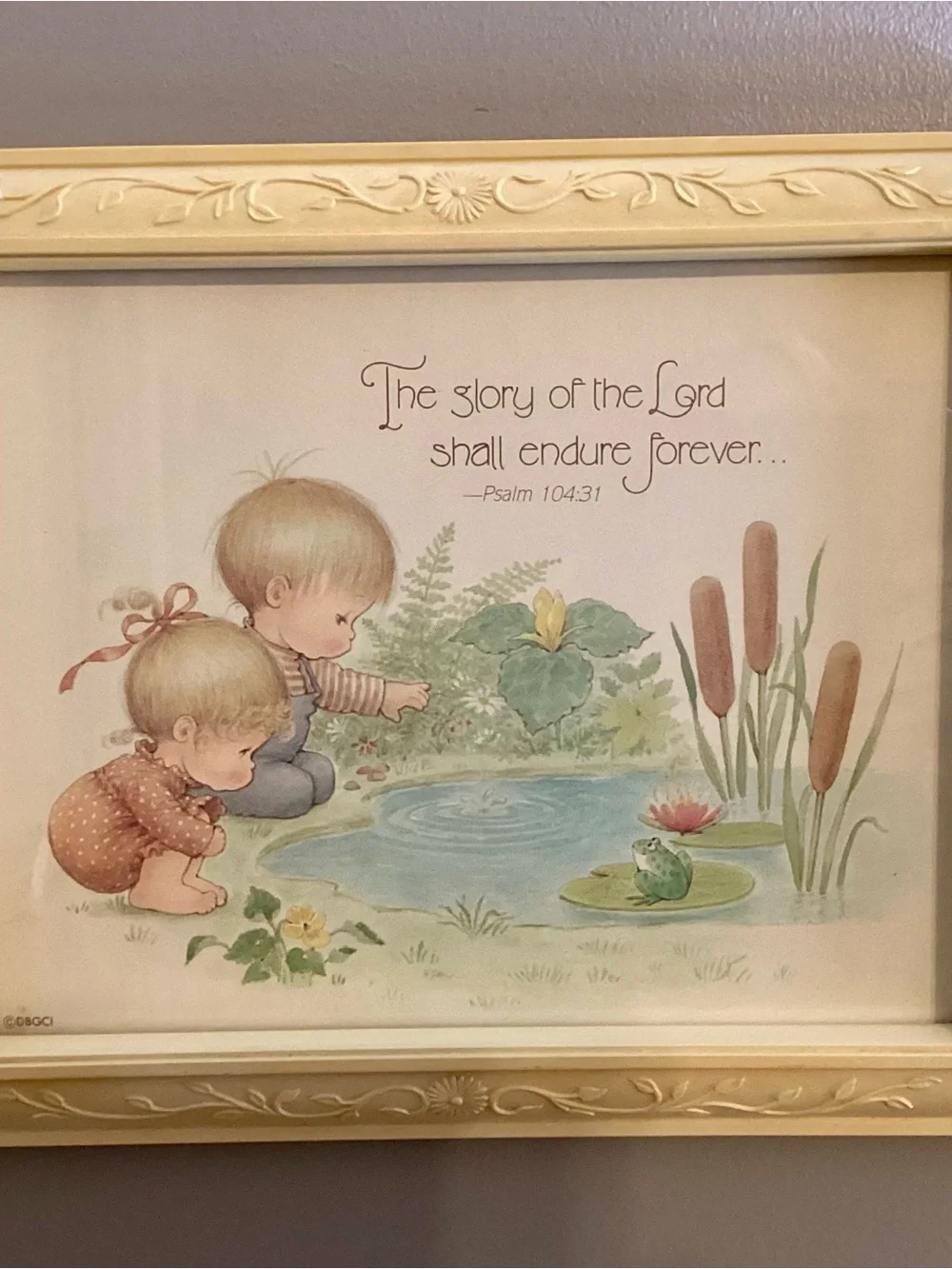 Vintage Nursery Wall Art Print in Cream and Pastel Colors - Bible Verse